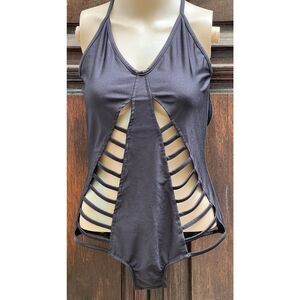 Burning Man Festival Black Ladder Cut Out Body Suit Size L Well Made
